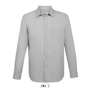 Chemise publicitaire popeline manches longues | Baltimore Fit Gris perle