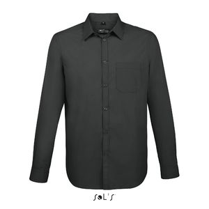 Chemise publicitaire popeline manches longues | Baltimore Fit Gris titanium