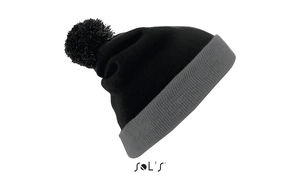 Bonnet publicitaire à pompon unisexe | Breeze Noir