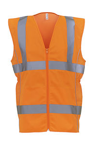 Gilet fluo cintré personnalisé femme avec avec détails réfléchissants | Minfoumbe Fluo Orange