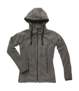 Polaire publicitaire femme manches longues avec capuche | Active Power Fleece Jacket Women Anthra Heather