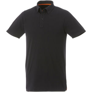 Polo personnalisé boutonné manches courtes homme Atkinson Noir