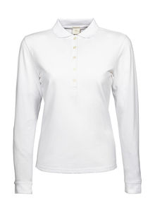 Polo cintré publicitaire femme manches longues | Saksun White