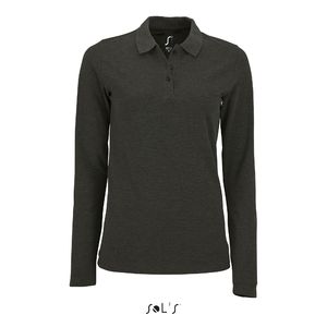 Polo personnalisé piqué femme | Perfect LSL Women Anthracite chiné