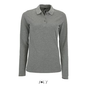 Polo personnalisé piqué femme | Perfect LSL Women Gris chiné