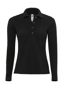 Polo femme safran manches longues publicitaire | Safran Pure LSL women Polo Black