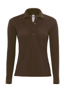 Polo femme safran manches longues publicitaire | Safran Pure LSL women Polo Brown