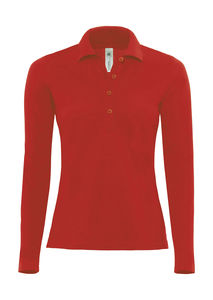 Polo femme safran manches longues publicitaire | Safran Pure LSL women Polo Red