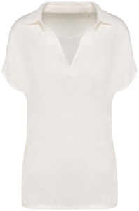 Polo coupe ajustée 100% lin homme publicitaire Ivory