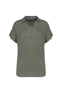 Polo coupe ajustée 100% lin homme publicitaire Organic khaki