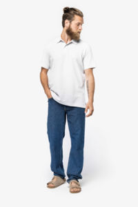 Polo maille gaufrée vegan homme publicitaire 1