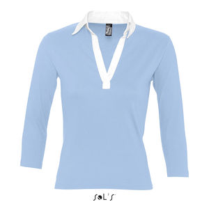 Polo personnalisé rugby bicolore femme manches 3/4 | Panach Ciel