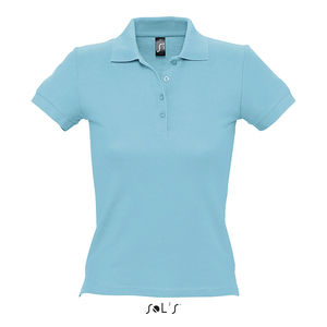 Polo publicitaire femme | People Bleu atoll