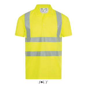 Polo personnalisé bandes haute visibilité | Signal Pro Jaune fluo