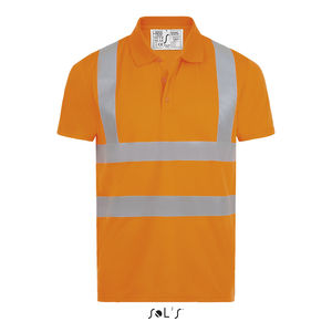 Polo personnalisé bandes haute visibilité | Signal Pro Orange fluo