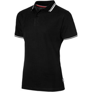 Polo personnalisé manches courtes avec détail rayure pour hommes Deuce Noir