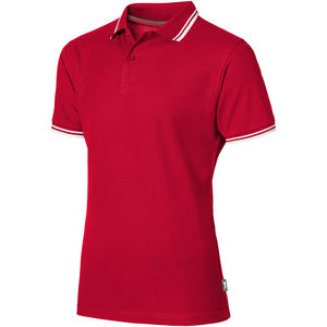 Polo personnalisé manches courtes avec détail rayure pour hommes Deuce Rouge