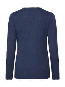 Pullover femme col v publicitaire | Urdaneta Denim Marl