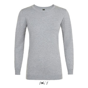 Pull personnalisé col rond femme | Ginger Women Gris chiné