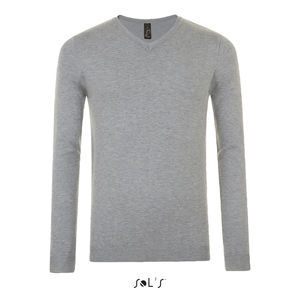 Pull personnalisé col v homme | Glory Men Gris chiné