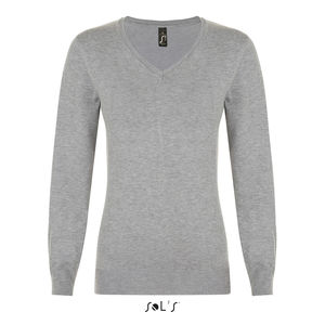 Pull personnalisé col v femme | Glory Women Gris chiné