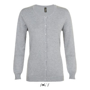Cardigan personnalisé femme col rond | Griffin Gris chiné