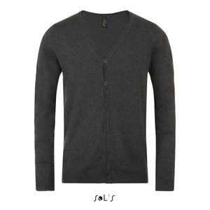 Cardigan publicitaire homme col v | Griffith Anthracite chiné