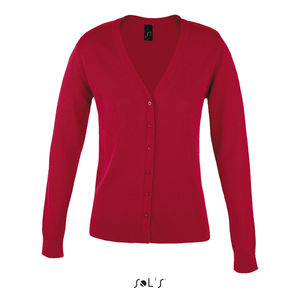 Gilet personnalisé femme boutonné col v | Golden Women Rouge