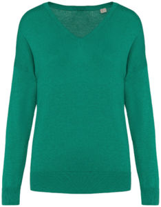 Pull en laine responsable femme publicitaire Gemstone Green