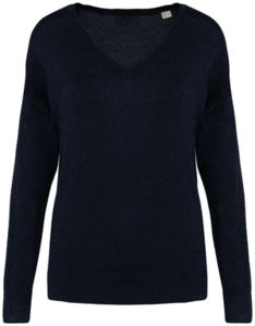 Pull en laine responsable femme publicitaire Navy Blue