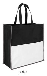 Sac personnalisé shopping tricolore polyester 600d | Burton Noir