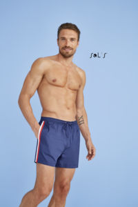 Short publicitaire de bain tricolore homme | Sunrise