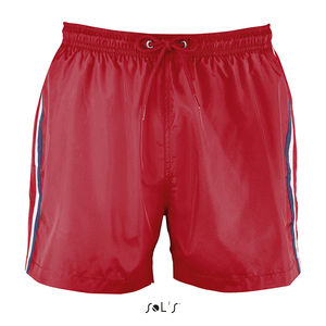 Short publicitaire de bain tricolore homme | Sunrise Rouge