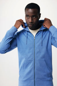 Sweat personnalisé | Sweat à capuche avec zip en coton recyclé Heather Blue 15