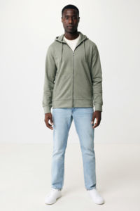 Sweat personnalisé | Sweat à capuche avec zip en coton recyclé Heather Green 10
