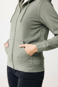 Sweat personnalisé | Sweat à capuche avec zip en coton recyclé Heather Green 14