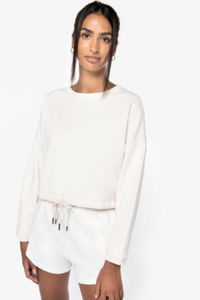 Sweat-shirt personnalisable coton bio à col rond oversize crop femme