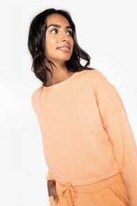 Sweat-shirt personnalisable coton bio à col rond oversize crop femme 8