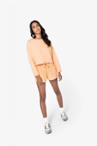 Sweat-shirt personnalisable coton bio à col rond oversize crop femme 9