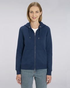 Sweat-shirt zippé capuche iconique femme | Stella Editor Black Heather Blue