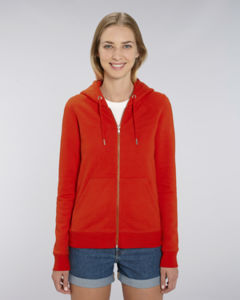 Sweat-shirt zippé capuche iconique femme | Stella Editor Bright red