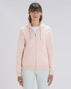 Sweat-shirt zippé capuche iconique femme | Stella Editor Cream Heather Pink