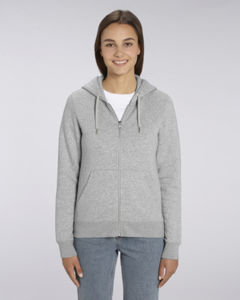 Sweat-shirt zippé capuche iconique femme | Stella Editor Heather Grey