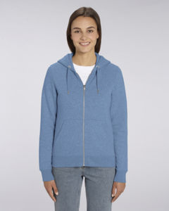 Sweat-shirt zippé capuche iconique femme | Stella Editor Mid Heather Blue