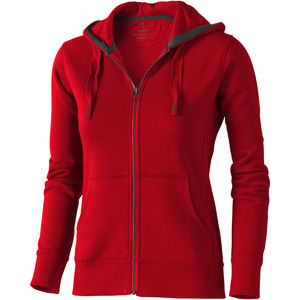 Sweater publicitaire capuche full zip Femme Arora Rouge