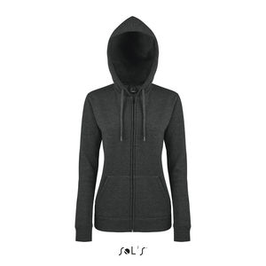 Veste personnalisée zippée femme à capuche doublée | Seven Women Anthracite chiné