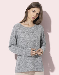 Sweatshirt publicitaire femme manches longues | Knit Sweater Women Light Grey Melange