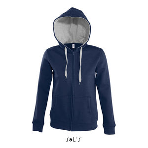 Veste zippée personnalisée femme bicolore à capuche | Soul Women French marine