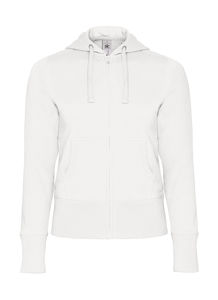 Sweatshirt publicitaire femme manches longues avec capuche | Hooded Full Zip women Sweat White