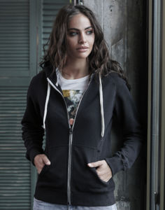 Sweatshirt publicitaire femme manches longues avec capuche | Jylinge Black